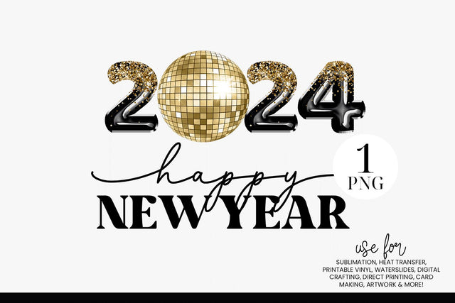 2024 Happy New Year Sublimation Design PNG Sublimation BijouBay 