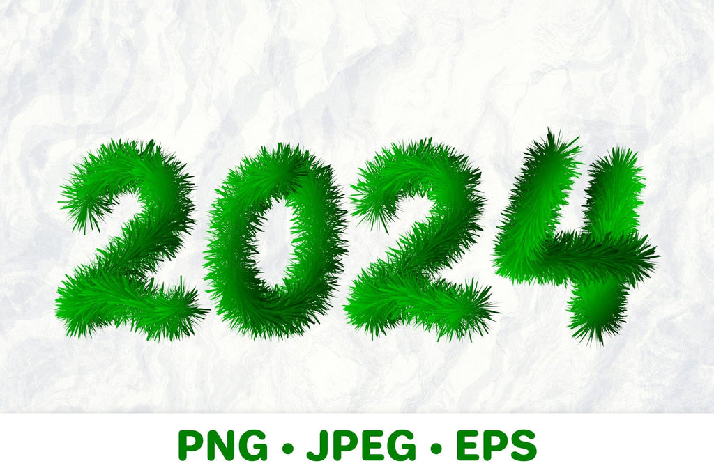 2024 Number Script 2024 numbers made of fir branches sublimation design - So Fontsy