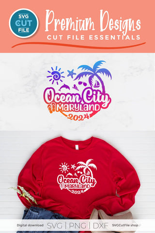 2024 Ocean City svg - Ocean City Maryland Vacation or Trip Design SVG SVG Cut File 