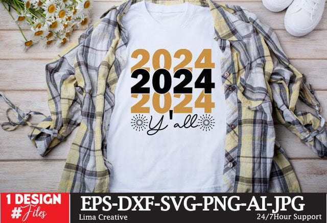 2024 Y’all SVG Cut File,Happy New Year ,New Year Sublimation ,New Year T-shirt Design, New Year Retro ,New Year Clip Art,NEw Year SVG Bundle SVG Insomnia Std 