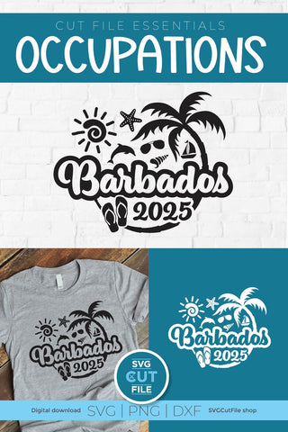 2025 Barbados svg - Barbados Vacation or Trip Design SVG SVG Cut File 