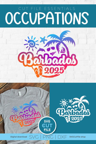 2025 Barbados svg - Barbados Vacation or Trip Design SVG SVG Cut File 