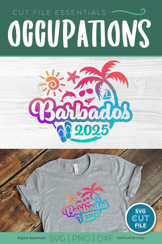 2025 Barbados svg - Barbados Vacation or Trip Design SVG SVG Cut File 