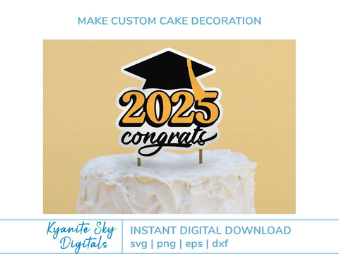 2025 Graduation Cake and Cupcake Toppers SVG cut files bundle SVG Kyanite Sky Digitals 