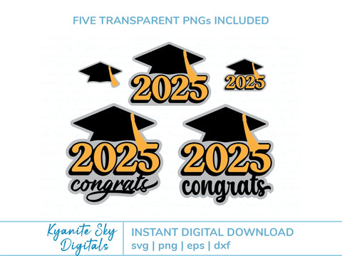 2025 Graduation Cake and Cupcake Toppers SVG cut files bundle SVG Kyanite Sky Digitals 