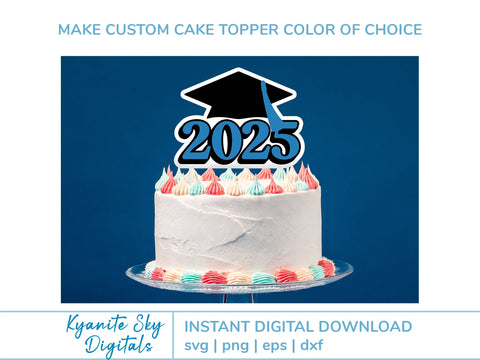 2025 Graduation Cake and Cupcake Toppers SVG cut files bundle SVG Kyanite Sky Digitals 