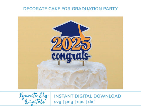 2025 Graduation Cake and Cupcake Toppers SVG cut files bundle SVG Kyanite Sky Digitals 