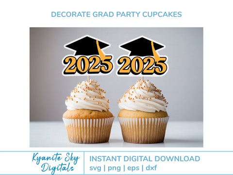 2025 Graduation Cake and Cupcake Toppers SVG cut files bundle SVG Kyanite Sky Digitals 