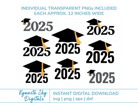 2025 Graduation SVG Bundle cap and tassel clipart SVG Kyanite Sky Digitals 