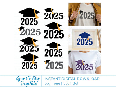 2025 Graduation SVG Bundle cap and tassel clipart SVG Kyanite Sky Digitals 