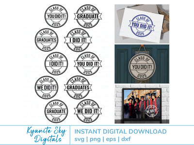 2025 Graduation SVG bundle circle seal round stamp clipart SVG Kyanite Sky Digitals 
