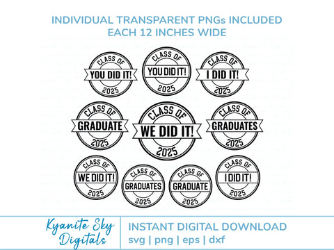 2025 Graduation SVG bundle circle seal round stamp clipart SVG Kyanite Sky Digitals 