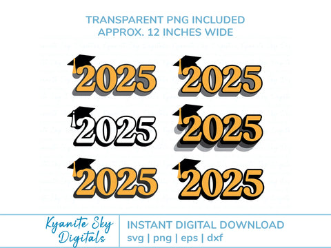 2025 Graduation SVG bundle senior class cap and tassel graphics SVG Kyanite Sky Digitals 