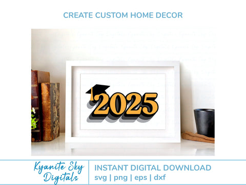 2025 Graduation SVG bundle senior class cap and tassel graphics SVG Kyanite Sky Digitals 
