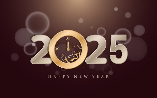 2025 Happy New Year clock countdown background. Gold glitter shining in light with sparkles abstract celebration. SVG naemmiah021 