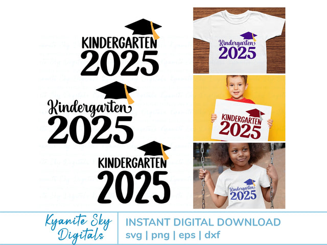 2025 Kindergarten Graduation SVGs cap and tassel clipart SVG Kyanite Sky Digitals 