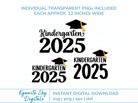 2025 Kindergarten Graduation SVGs cap and tassel clipart SVG Kyanite Sky Digitals 