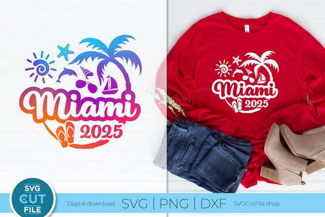 2025 Miami Florida svg - Miami Florida Vacation or Trip Design SVG SVG Cut File 