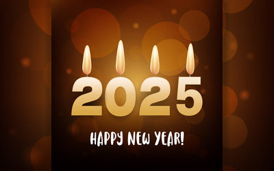 2025 New Year and Merry Christmas holiday party celebrating greeting card vector illustration: 3d realistic text, 2025 candle numbers with fire, candlelight decor on confetti background. SVG naemmiah021 