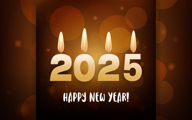 2025 New Year and Merry Christmas holiday party celebrating greeting card vector illustration: 3d realistic text, 2025 candle numbers with fire, candlelight decor on confetti background. SVG naemmiah021 