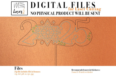 2025 New Year Vector File for Laser Cutter. SVG MaramadeLaser 