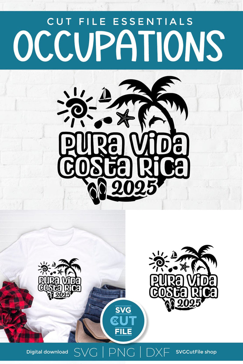 2025 Pura Vida Costa Rica svg - Costa Rica Vacation or Trip Design - So ...