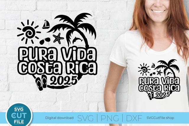 2025 Pura Vida Costa Rica svg - Costa Rica Vacation or Trip Design SVG SVG Cut File 