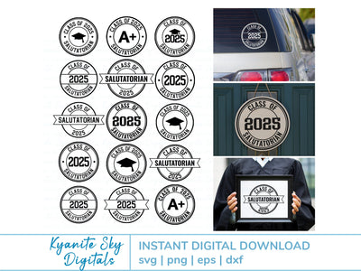 2025 Salutatorian SVG Bundle round seal graduation clipart SVG Kyanite Sky Digitals 