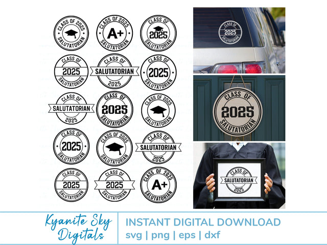 2025 Salutatorian SVG Bundle round seal graduation clipart SVG Kyanite Sky Digitals 