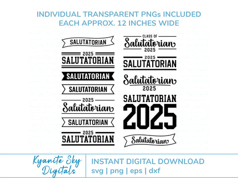 2025 Salutatorian SVG Grad Bundle vol.2 cut files clipart SVG Kyanite Sky Digitals 