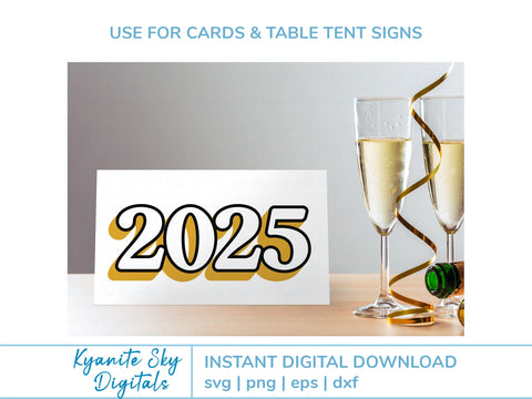 2025 SVG files year 2025 retro vintage shadow style SVG Kyanite Sky Digitals 