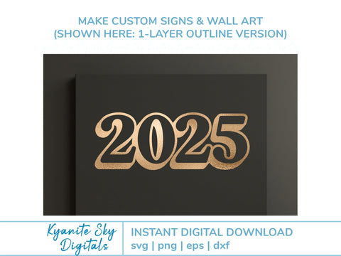 2025 SVG files year 2025 retro vintage shadow style SVG Kyanite Sky Digitals 