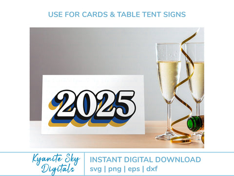 2025 SVG files year 2025 retro vintage shadow style SVG Kyanite Sky Digitals 