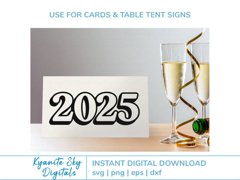 2025 SVG files year 2025 retro vintage shadow style SVG Kyanite Sky Digitals 