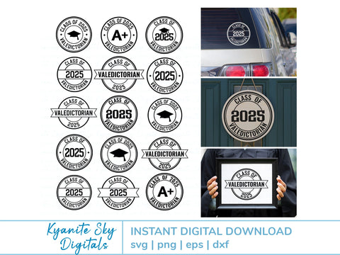 2025 Valedictorian SVG Bundle round seal graduation clipart SVG Kyanite Sky Digitals 