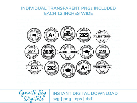 2025 Valedictorian SVG Bundle round seal graduation clipart SVG Kyanite Sky Digitals 