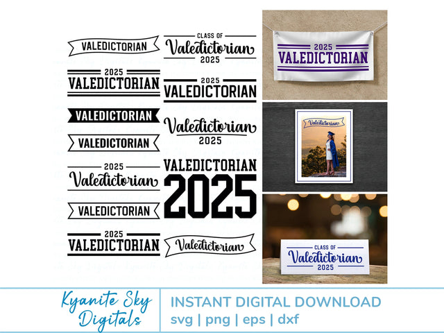 2025 Valedictorian SVG Grad Bundle vol.2 cut files clipart SVG Kyanite Sky Digitals 