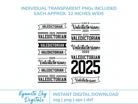 2025 Valedictorian SVG Grad Bundle vol.2 cut files clipart SVG Kyanite Sky Digitals 