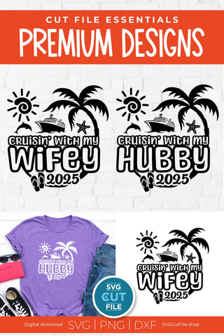 2025 Wifey and Hubby Cruise Trip svg - Anniversary Vacation or Trip Design SVG SVG Cut File 