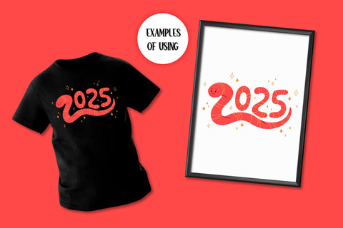 2025 Year Symbol Snake PNG | SVG Digital Download | Cute Smiling Snake Character Forming Numbers 2025 Sublimation | Creative New Year Print SVG AnnaViolet_store 