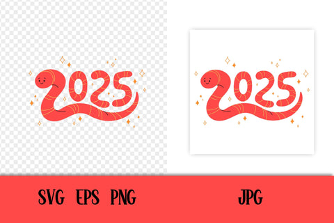 2025 Year Symbol Snake PNG | SVG Digital Download | Cute Smiling Snake Character Forming Numbers 2025 Sublimation | Creative New Year Print SVG AnnaViolet_store 