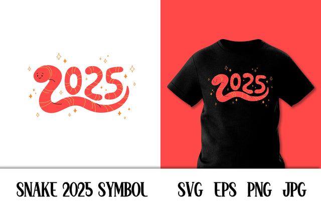2025 Year Symbol Snake PNG | SVG Digital Download | Cute Smiling Snake Character Forming Numbers 2025 Sublimation | Creative New Year Print SVG AnnaViolet_store 