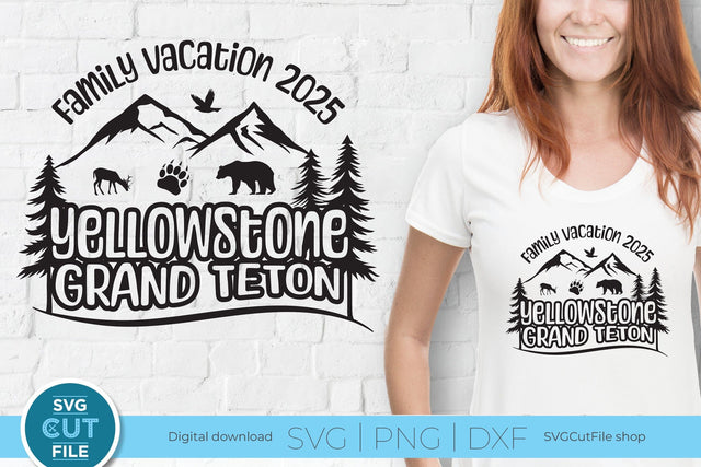 2025 Yellowstone Grand Teton Family Trip svg - Yellowstone SVG vacation or Trip Design SVG SVG Cut File 