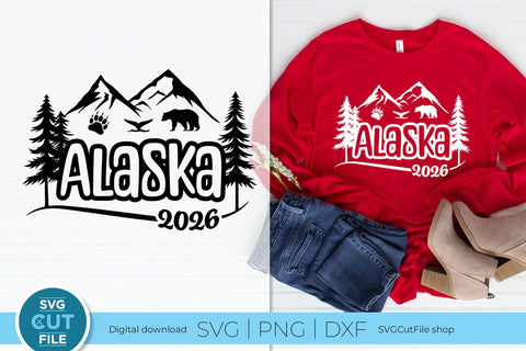 2026 Alaska svg - Alaska SVG vacation or Trip Design with Mountains SVG SVG Cut File 