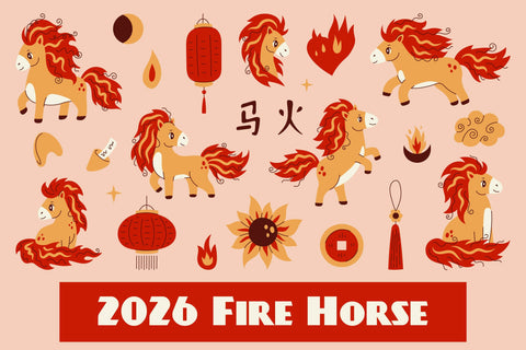 2026 Fire Horse PNG Clipart Sublimation Rin Green 