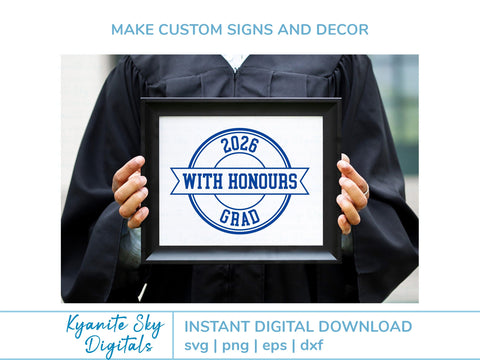 2026 Grad With Honours SVG Bundle round seal graduation clipart SVG Kyanite Sky Digitals 