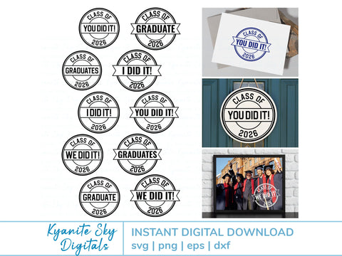 2026 Graduation SVG bundle circle seal round stamp clipart SVG Kyanite Sky Digitals 