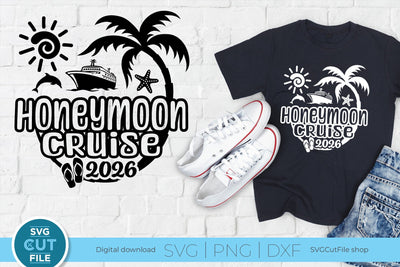 2026 Honeymoon Cruise svg or Trip Design for Newly Married Husband and Wife SVG SVG Cut File 
