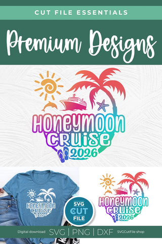 2026 Honeymoon Cruise svg or Trip Design for Newly Married Husband and Wife SVG SVG Cut File 