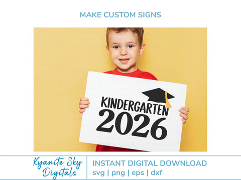 2026 Kindergarten Graduation SVG cut files, grad cap and tassel SVG Kyanite Sky Digitals 